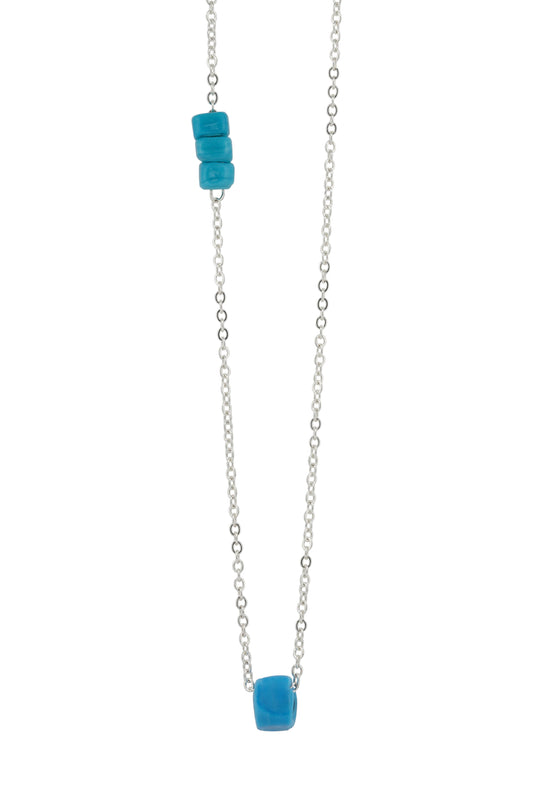 Protect Your People-  Turquoise Glass Bead Necklace with Customizable Additional Beads